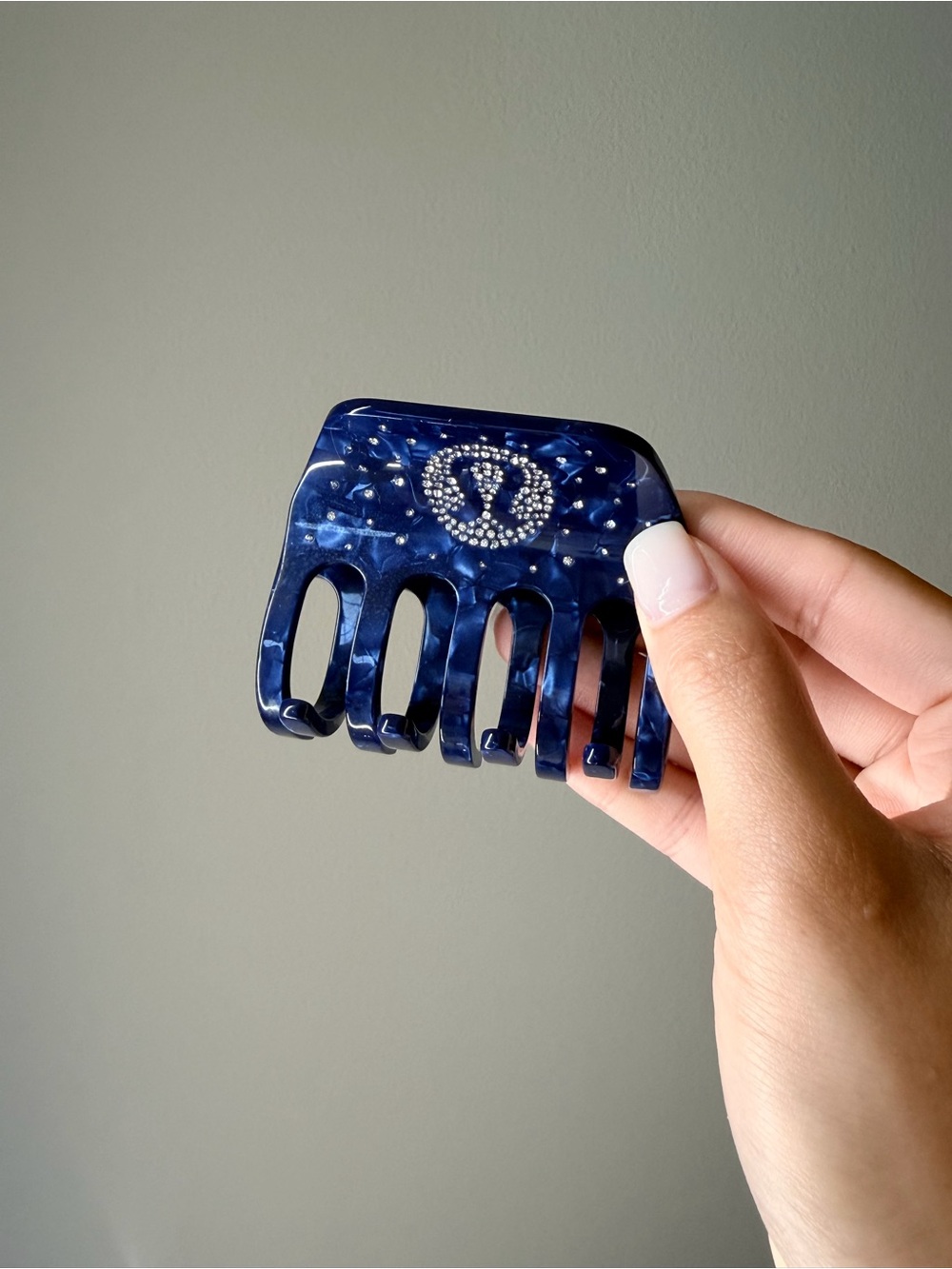 Crystal-Embellished Navy Hair Claw